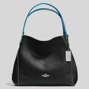 Coach Edie Shoulder Bag Black And Blue